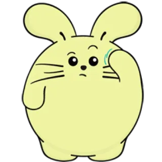 😕 coniglio, cartone animato, carino, animale, giallo whatsapp sticker