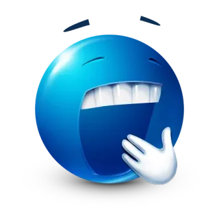 🥱 emoji, risa, azul, expresión, divertido, mano, boca whatsapp sticker