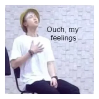 😄 Ouch, my feelings 감정, 아야, 표정, 사람, 앉은, 슬픈 telegram sticker