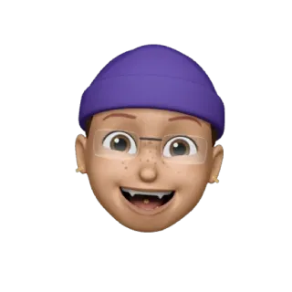 😄 memoji, emoji, cartoon, character, face, glasses, beanie telegram sticker