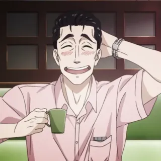 😊 Anime, Hombre, Sonriendo, Taza, Dibujos animados telegram sticker