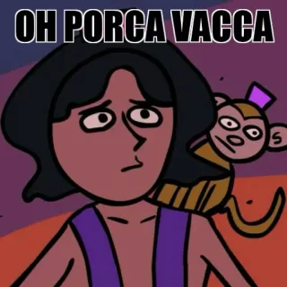 🙁 OH PORCA VACCA Cartone animato, Meme, Divertente, Italiano, Espressione telegram sticker