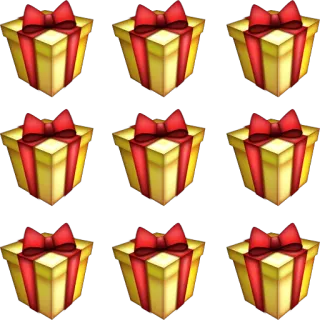 🎁 regalo, presente, lazo rojo, caja dorada, celebración, fiesta whatsapp sticker