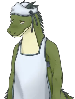 💵 antropomórfico, lagarto, delantal, chef, dibujos animados whatsapp sticker