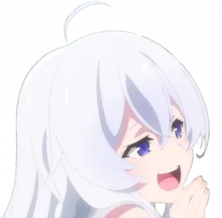 😄 애니메이션, 여자, 귀여운, 흰머리, 미소 telegram sticker
