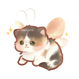 🥴 karebeans. kucing, peri, lucu, kawaii, stiker, sayap, berkilau whatsapp sticker