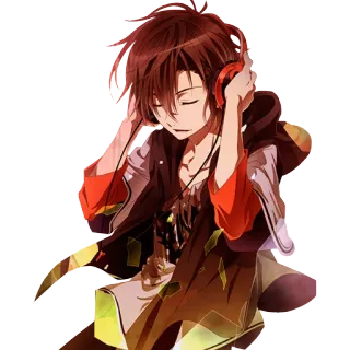 🎧 anime, music, headphones, boy, listening, cartoon telegram sticker