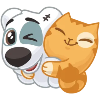 ☺️ Hund, Katze, Tiere, Freunde, süß, Cartoon telegram sticker
