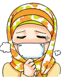 😷 mujer, hiyab, mascarilla, enfermo/a, resfriado, gripe, islam, musulmán/a whatsapp sticker