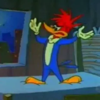 😡 Woody Woodpecker cartoon, bird, red hair, woody woodpecker, funny, classic cartoon, animation telegram sticker