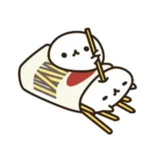 🍥 kot, ramen, makaron, jedzenie, słodki, kawaii, naklejka telegram sticker