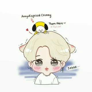 🍭 Chimmy Armydisguised Chimmy
There there~
*Pat pat
Sobss... süß, kawaii, Cartoon, Figur, Anime, Chimmy, BT21, Fanart telegram sticker