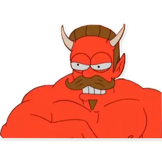 😈 devil, cartoon, demon, red, mustache, horns telegram sticker
