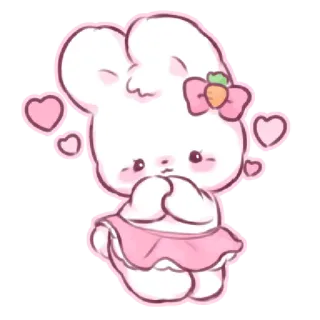 🥺 토끼, 귀여운, 만화, 카와이, 분홍색, 하트, 토끼 telegram sticker