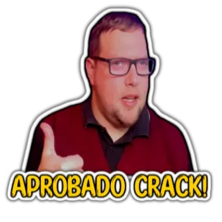 👍 APROBADO CRACK! disetujui, retak, jempol ke atas, pria, kacamata, spanyol telegram sticker