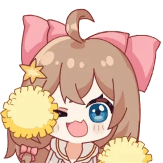 💪 Anime, Mignon, Cheerleader, Dessin animé, Personnage, Kawaii whatsapp sticker