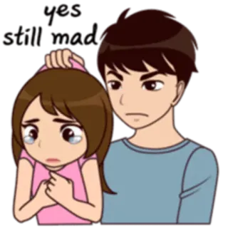 😢 triste, dessin animé, couple, animé, réconfort, soutien telegram sticker