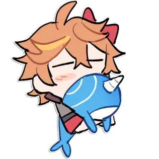 🤗 Tartaglia Genshin Impact Tartaglia, Genshin Impact, anime, personagem, baleia, chibi, fanart whatsapp sticker