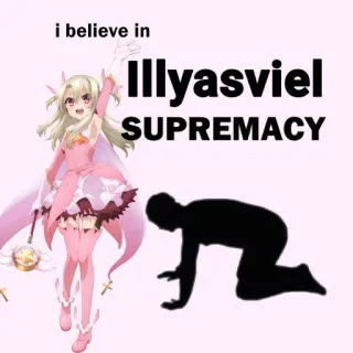 🙇 Illyasviel i believe in Illyasviel SUPREMACY Аниме, Мультфильм, Персонаж, Превосходство, Илиясфиль, Поклон telegram sticker