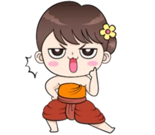 😠 Desenho animado, Fofo, Tailandês, Garota, Personagem, Flor telegram sticker