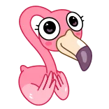 🥺 flamingo, fofo, kawaii, desenho animado, pássaro telegram sticker