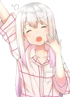🤗 Аниме, Девушка, Пижама, Милая, Утро, Зевает telegram sticker