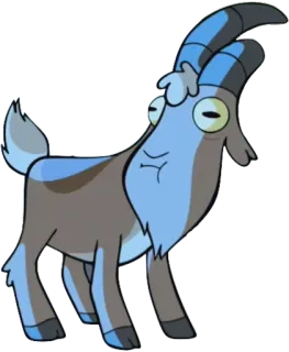 😳 chèvre, animal, dessin animé, bleu telegram sticker