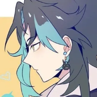 🪀 Xiao Genshin Impact Anime, Videojuego, Pendiente, Corazón, Perfil telegram sticker