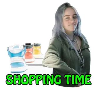 👠 Billie Eilish SHOPPING TIME บิลลี ไอลิช, ช้อปปิ้ง, รองเท้า, คนดัง, เพลง, ป๊อปสตาร์ telegram sticker