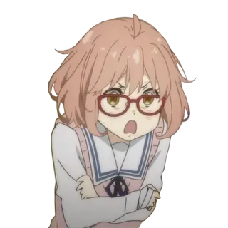 😱 anime, character, girl, glasses, expression, cute whatsapp sticker