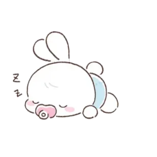 😶 ZZ bébé, endormi, lapin, tétine, mignon, dessin animé whatsapp sticker