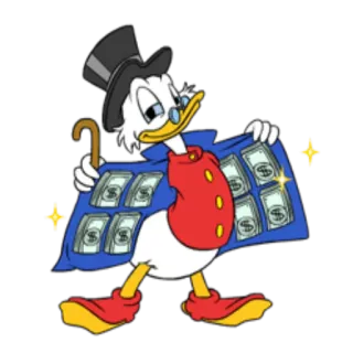 💰 Scrooge McDuck hoạt hình, disney, vịt scrooge mcduck, vịt, tiền telegram sticker