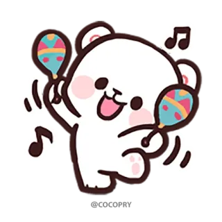 💃 ours, dessin animé, maracas, musique, mignon, danse whatsapp sticker