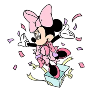🎉 Minnie Mouse Minnie Mouse, Disney, cartoon, celebration, birthday, gift whatsapp sticker