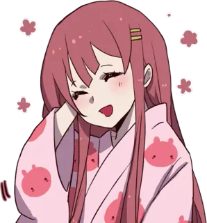 😄 Аниме, Девочка, Милая, Розовый, Каваий, Счастливый whatsapp sticker