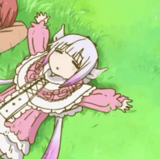 🍓 Kanna Kamui Miss Kobayashi's Dragon Maid Anime, Kanna, Smok, Słodkie, Leżący, Trawa telegram sticker