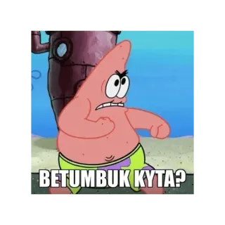 😀 Patrick Star Spongebob Squarepants BETUMBOK KYTA? spongebob, patrick, wütend, meme, cartoon telegram sticker