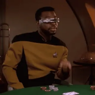 ✔️ Geordi La Forge Star Trek: The Next Generation จอร์ดี ลา ฟอร์จ, สตาร์ เทรค, TNG, โป๊กเกอร์, แว่นตา telegram sticker