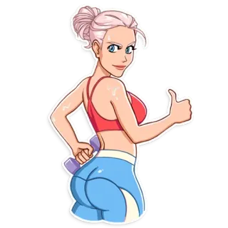 👍 Frau, Fitness, Training, Übung, Hanteln telegram sticker