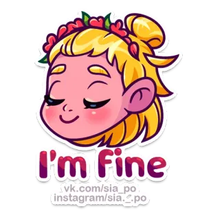 👍 I'm Fine sticker, cute, cartoon, girl, blonde, happy telegram sticker