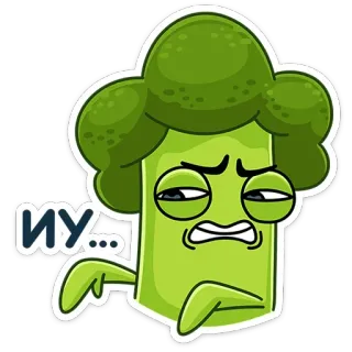 🤢 ИУ... Brócolis, Vegetal, Desenho animado, Engraçado, Adesivo, Emoticon, Nojo whatsapp sticker