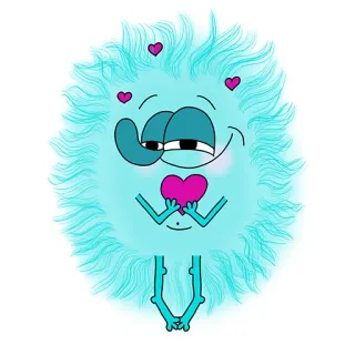 😍 xù, dễ thương, quái vật, trái tim, tình yêu, hoạt hình, mềm mại, nhân vật whatsapp sticker