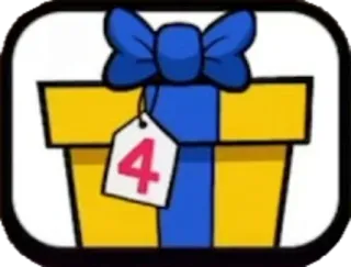🥳 4 подарок, презент, коробка, число, синий, желтый telegram sticker