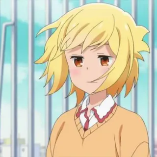 😐 anime, cartoon, blonde hair, girl, character, smug, pout telegram sticker