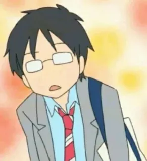 😦 anime, man, glasses, tie, student telegram sticker