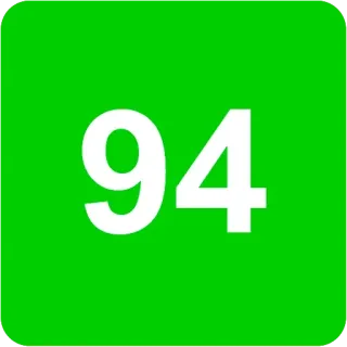 🟩 94 numero, 94, verde, quadrato, numerico telegram sticker