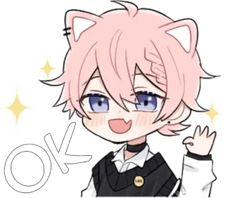 👌 anime, cat ears, kawaii, cute, chibi whatsapp sticker
