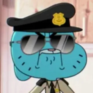😎 Gumball Watterson The Amazing World of Gumball Cartoon, Polizei, Polizist, Wütend, Gumball whatsapp sticker