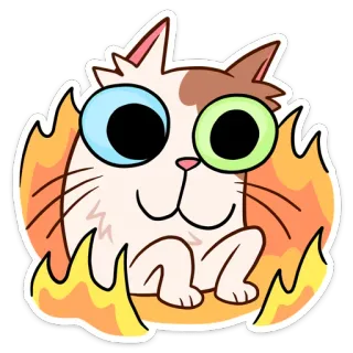 👌 Katze, Feuer, Sticker, Cartoon, Tier, Lustig telegram sticker