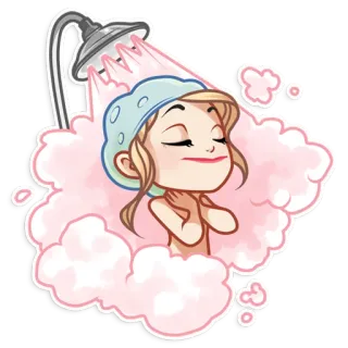 🚿 mandi, berendam, kebersihan, higiene, air, wanita telegram sticker